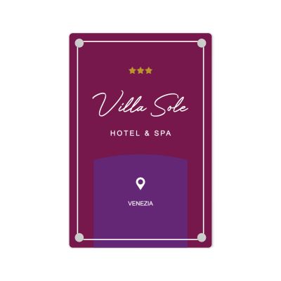 Targa Ingresso Hotel Singola Lastra Plexiglass Verticale