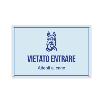 Cartello attendo al cane, personalizzato in alluminio