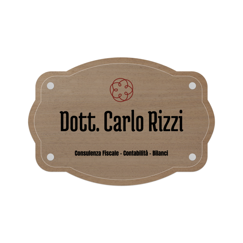 Targa Studio Commercialista Doppia Lastra Wood