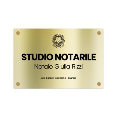 Targa Notaio Singola Lastra Alluminio