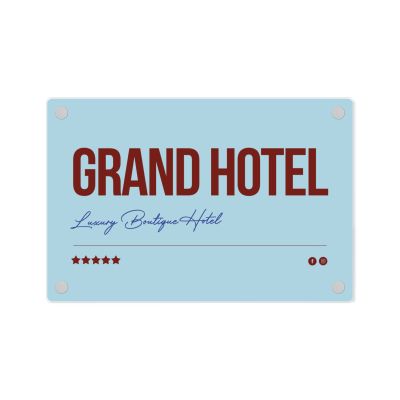 Targa Ingresso Hotel Singola Lastra Plexiglass orizzontale
