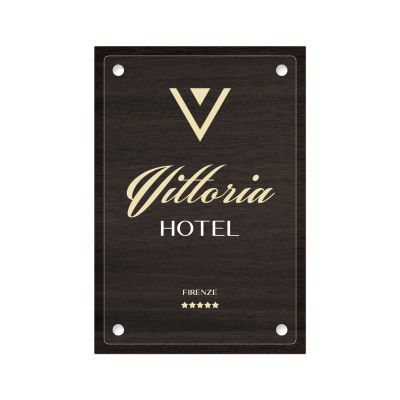 Targa Ingresso Hotel Doppia Lastra Wood