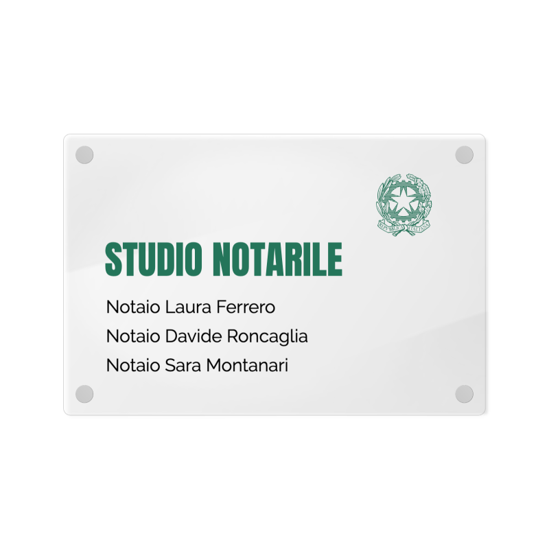 Targa Notaio Singola Lastra Plexiglass