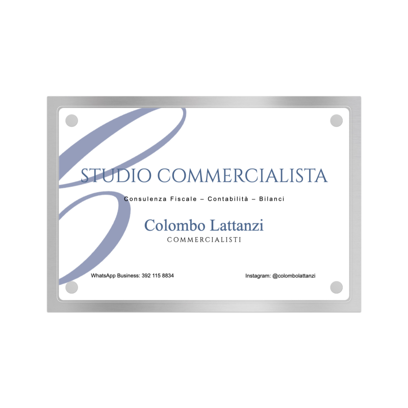 Targa Commercialista Doppia Lastra Alluminio