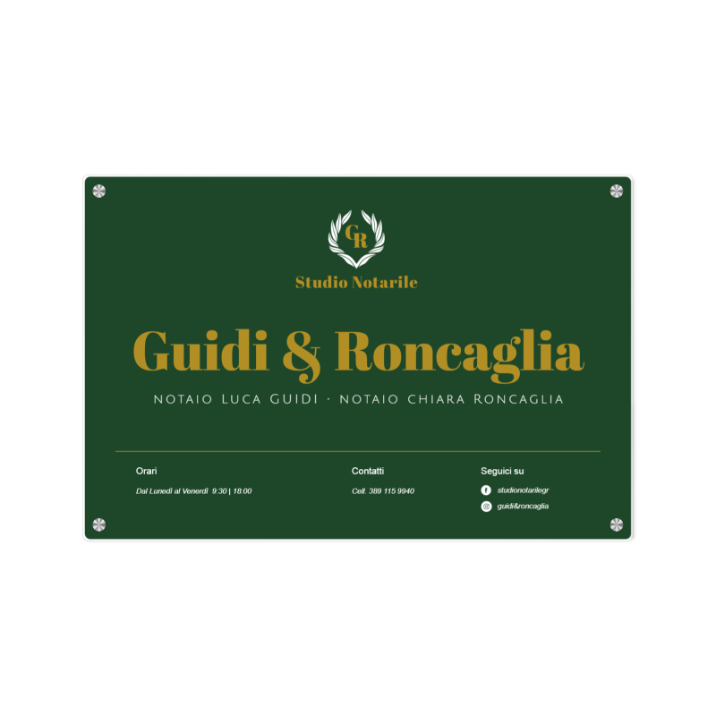 Targa Studio Notarile Associato Singola Lastra Plexiglass